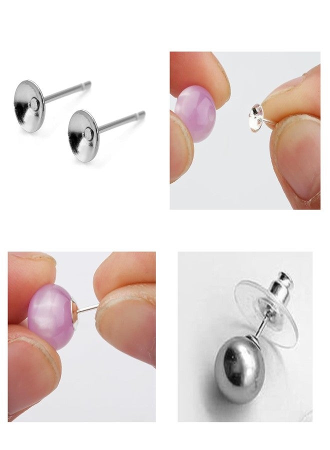 ST logo Cup Pad Blank Earring Pin Studs with Silicone Earring Backs Stopper for Jewelry Making Findings DIY Art & Craft (40 + 40 Pcs Golden + Silver Combo Pack) - Image 5